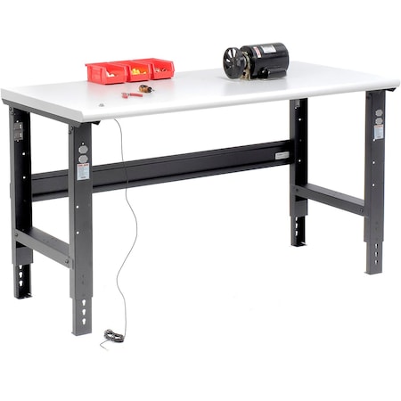 Global Industrial 60x30 Adjustable Height Workbench C-Channel Leg, ESD Safety Edge, Black 250225BK